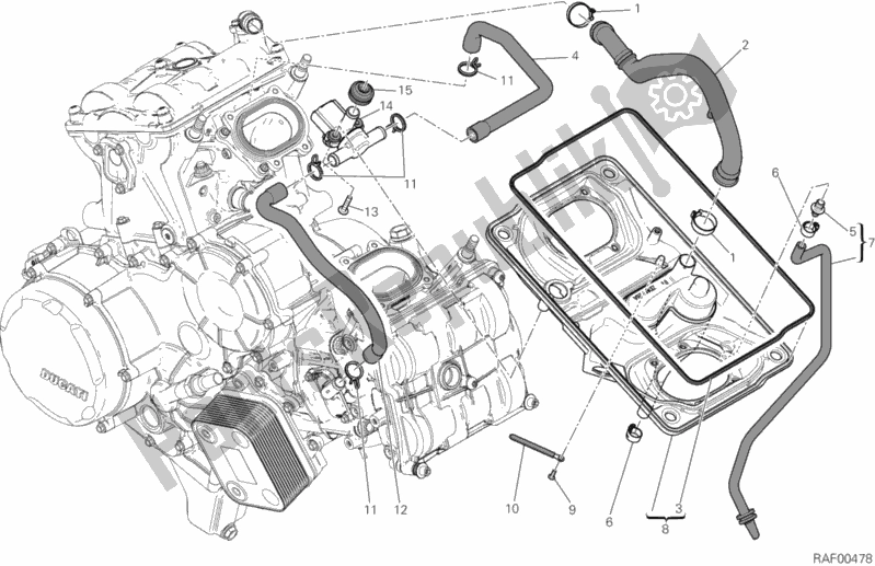 Todas as partes de Entrada De Ar - Respirador De óleo do Ducati Superbike 1199 Panigale ABS USA 2013